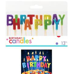 Rainbow Happy Birthday Pick Candles