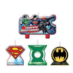 Justice League Birthday Mini Candles - pk4