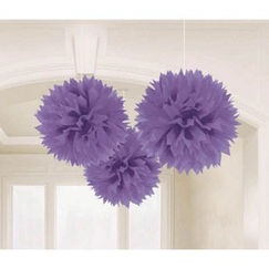 Purple Hanging Fluffy Balls (pk3)
