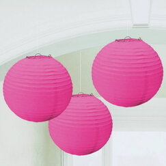 Bright Pink Round Lanterns (pk3)