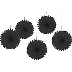 Black Mini Fan Decorations - pk5