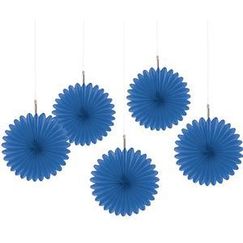 Royal Blue Mini Fan Decorations - pk5