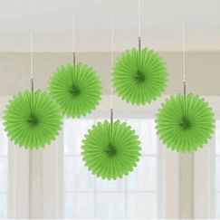 Lime Green Mini Fan Decorations - pk5
