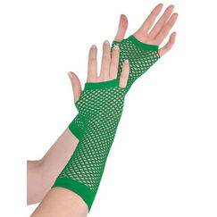 Green Fishnet Gloves - Long