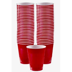 ! Red Plastic Cups (473ml) - pk50