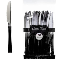 Classic Serrated Black Knives - pk20