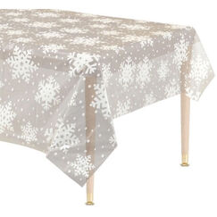 White Snowflakes on CLEAR Tablecloth
