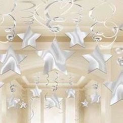 Hanging Silver Star Swirls - pk30