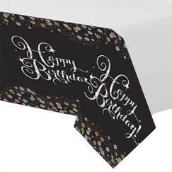 Sparkling Black Birthday Tablecloth