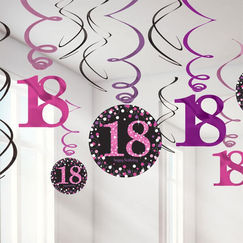 Sparkling Pink 18 Birthday Swirls -pk12