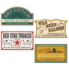 Old Style Western Sign Cut-outs - pk4