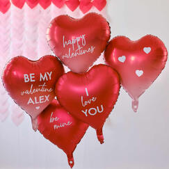 Red Heart Foil Balloons (pk5) Personalise It