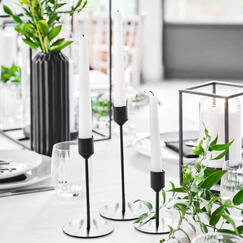 Contemporary Matte Black Candle Holders (pk3)