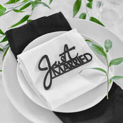 Black Just Married Place Settings (pk6)