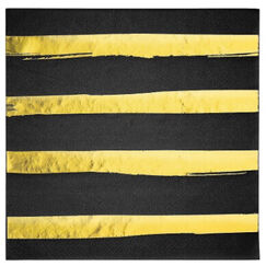 Metallic Gold Stripes On Black Napkins - pk16