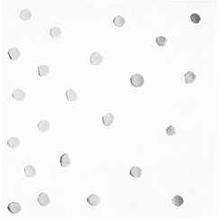 Metallic Silver Dots On White Napkins - pk16