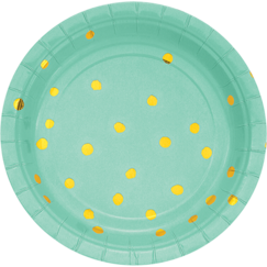 Metallic Gold Dots On Mint Plates - pk8