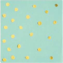 Metallic Gold Dots On Mint Napkins - pk16