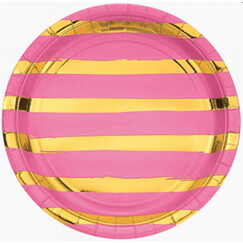 Pink & Gold Plates (22cm) - pk8