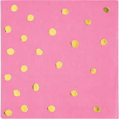 Gold Dots On Pink Napkins - pk16