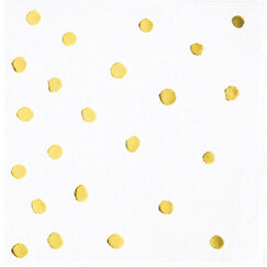 Metallic Gold Dots On White Napkins - pk16