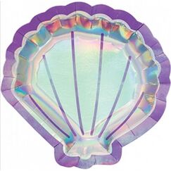 Large Mermaid Shine Shell Plates - pk8