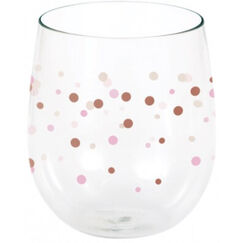 Rose Dots Plastic Stemless Wine Glass