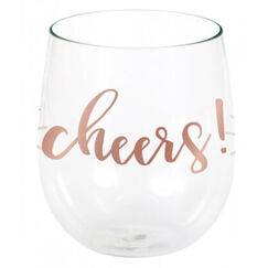 Cheers Plastic Stemless Wine Glass