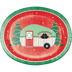 Christmas Campers Oval Plates (pk8)