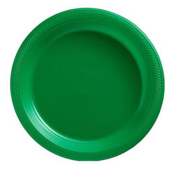 ! Festive Green (18cm) Re-usable Plastic Plates - pk20