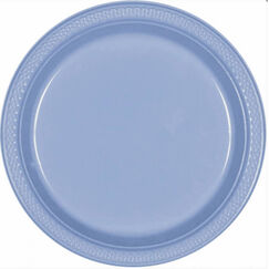 ! Pastel Blue (23cm) Re-usable Plastic Plates - pk20