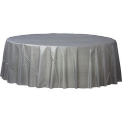 Silver Plastic Tablecloth - Round