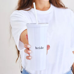 Re-usable Bride Cup With Straw