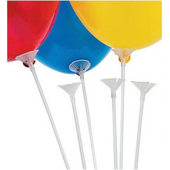 39cm White Stick & Cup For Balloons - Set