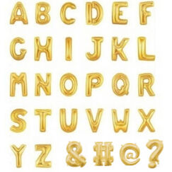Air-Filled Gold (40cm) Letter Balloon