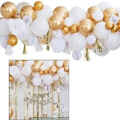 Gold Balloon & Fan Garland Kit