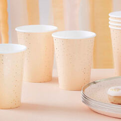 Peach And Gold Paper Cups (pk8)