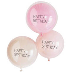 Double Layered Blush Birthday Balloons (pk3)