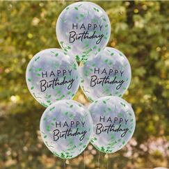 Leaf Confetti Filled Birthday Balloons (pk5)