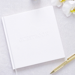 White Embossed Wedding Guest Book