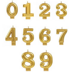 Metallic Gold Number Candle - 0 to 9