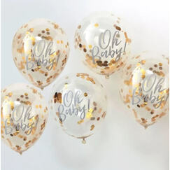 Oh Baby Balloons With Gold Confetti (pk5)