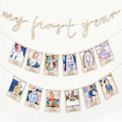 Wooden First Birthday Photo Bunting