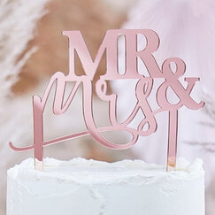 Rose Gold Mr & Mrs Cake Topper