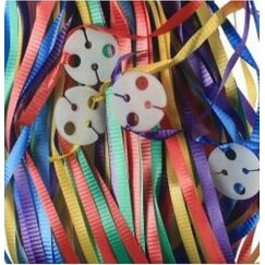 Colour Balloon Ribbons and Clips - pk25
