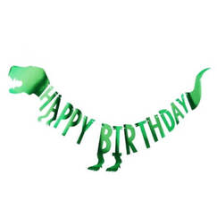 Green Dinosaur Birthday Banner