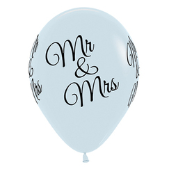 White Mr & Mrs Balloons (30cm) - pk6
