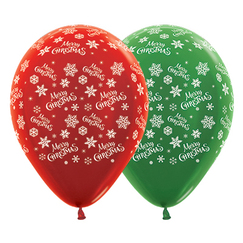 Christmas Metallic Red & Green Balloons - pk25