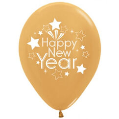 Happy New Year Gold Balloons - pk6
