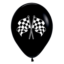 Car Racing Flags On Black Balloons (pk6)